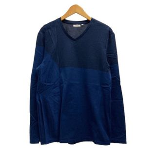 カルバンクライン(Calvin Klein)のカルバンクライン Tシャツ ロンT Vネック コットン ボーダー M ネイビー(Tシャツ/カットソー(七分/長袖))