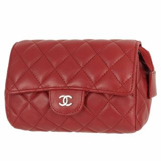 シャネル(CHANEL)のシャネル 化粧ポーチ マトラッセ ラムスキン レザー レッド コスメポーチ ミニポーチ 小物入れ バッグインバッグ 新品同様 8800(ポーチ)