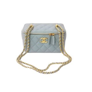 シャネル(CHANEL)のCHANEL シャネル バニティ ショルダーバッグ ランダム メタリックグリーン ラムスキン ココマーク ゴールド金具 美品 中古 63625(ハンドバッグ)