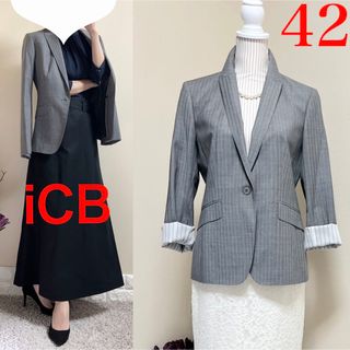 ICB - 極美品！iCB 23区同社　大きいサイズ　高級　ジャケット　通年　グレー　42