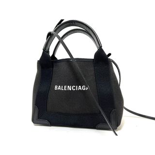 Balenciaga - BALENCIAGA バレンシアガ ネイビーカバスXS ハンドバッグ ショルダーバッグ キャンバス カーフ ブラック ポーチ付き 390346