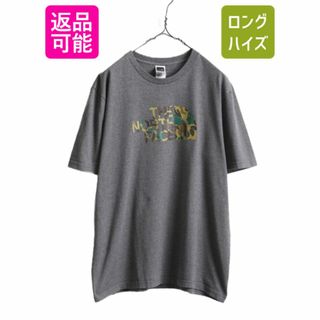 ザノースフェイス(THE NORTH FACE)のノースフェイス 迷彩 プリント 半袖 Tシャツ メンズ L / 古着 The North Face 半袖Tシャツ カモフラ ロゴT クルーネック アウトドア グレー(Tシャツ/カットソー(半袖/袖なし))