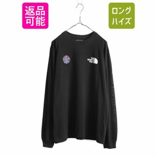 ザノースフェイス(THE NORTH FACE)のノースフェイス 3面 プリント 長袖 Tシャツ メンズ XL The North Face アウトドア ロンT プリントT ロゴT バックプリント クルーネック 黒(Tシャツ/カットソー(七分/長袖))