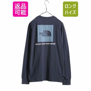 ザノースフェイス(THE NORTH FACE)のノースフェイス 両面 プリント 長袖 Tシャツ メンズ S / The North Face アウトドア ロンT ボックスロゴ バックプリント クルーネック 紺(Tシャツ/カットソー(七分/長袖))