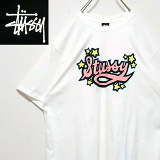 STUSSY - 美品 希少モデル ステューシー フロント ロゴ ホワイト 半袖 Tシャツ