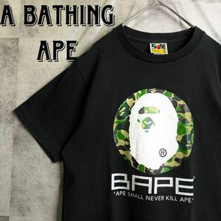 A BATHING APE - 美品 アベイシングエイプ カモフラ デカロゴ Tシャツ 半袖 ブラック S