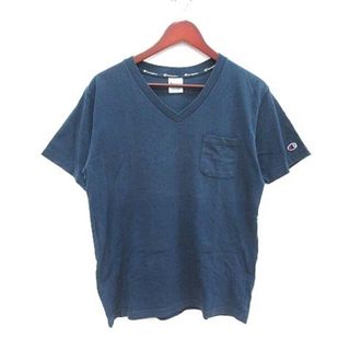 Champion - チャンピオン Tシャツ カットソー 半袖 Vネック ロゴワッペン M 紺