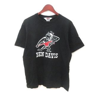 BEN DAVIS - ベンデイビス Tシャツ カットソー クルーネック プリント 半袖 L 黒 白 赤