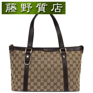 グッチ(Gucci)のグッチ GUCCI GGキャンバス トートバッグ 141470 GGキャンバス × レザー ベージュ × ブラウン 8207(トートバッグ)