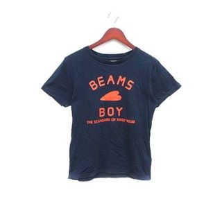 BEAMS BOY Tシャツ カットソー ロゴプリント 半袖 紺 ネイビー