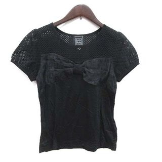 シンシアローリー(Cynthia Rowley)のシンシアローリー Tシャツ 半袖 クルーネック 切替 カットワークレース 2 黒(Tシャツ(半袖/袖なし))