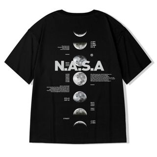 【大人気】半袖　XL　オーバーサイズ　ヒップホップ　五分袖　ブラック　宇宙(Tシャツ/カットソー(半袖/袖なし))