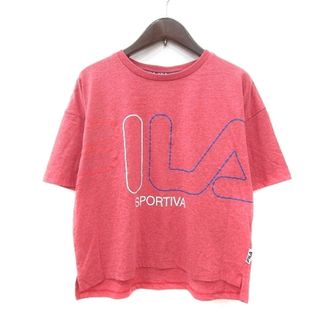 フィラ(FILA)のフィラ FILA カットソー Tシャツ クルーネック プリント 半袖 M 赤(Tシャツ/カットソー(半袖/袖なし))