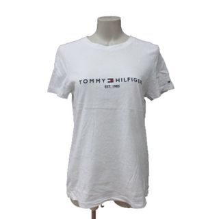 TOMMY HILFIGER - トミーヒルフィガー Tシャツ カットソー クルーネック 刺繍 半袖 M 白 紺