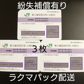【匿名配送】東日本旅客鉄道　株主優待割引券　3枚(鉄道乗車券)