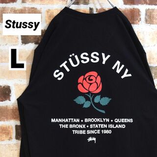 ステューシー(STUSSY)の《ステューシー》正規・新品タグ　フラワー　ブラック　L　ロングTシャツ(Tシャツ/カットソー(七分/長袖))