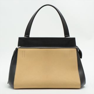 セリーヌ(celine)の美品 セリーヌ エッジ ミディアム レザー ハンドバッグ トート トップハンドル 本革 ブラック 黒 イエロー レディース EEM T25-6(ハンドバッグ)