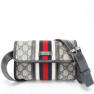 Gucci - グッチ GGスプリーム シェリーライン 152597 ウエスト バッグ ウエストポーチ ショルダー ネイビー 紺 レザー メンズ EEM V25-9