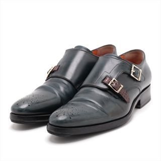 サントーニ(Santoni)の極美品 サントーニ ダブルモンクストラップ レザー ビジネス シューズ レースアップ 靴 革靴 紳士 本革 メンズ MMM Z17-2(ドレス/ビジネス)