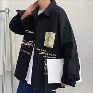 【限定価格】シャツ　メンズ　黒　ゆったり　ストリート　オーバーサイズ　２ＸＬ　(シャツ)