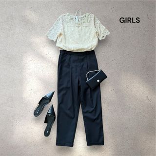 GIRL パンツドレス セットアップ 結婚式 パーティー 二次会 白 黒 S(その他)