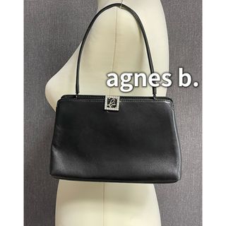 アニエスべー　agnes b. ハンドバッグ　フォーマル　黒　がま口　レザー