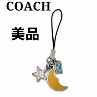 コーチ(COACH)のコーチ COACH ストラップ 星 月モチーフ ラインストーン シルバー マルチ(ストラップ/イヤホンジャック)