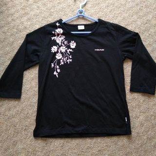 ヘッド　七分袖Ｔシャツ　花柄　黒