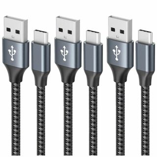 【色:ブラックグレー】USB Type C ケーブル 【3本セット 1m/1m/(PC周辺機器)