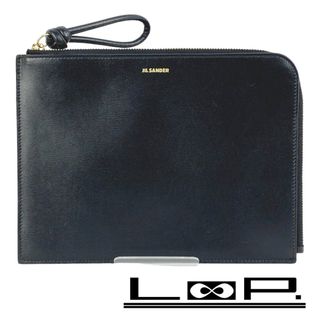 ジルサンダー(Jil Sander)の■美品■　ジルサンダー クラッチ バッグ ポーチ カーフ レザー ブラック 【145292】(クラッチバッグ)