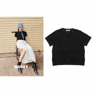 ンニット NKNIT mesh♡ KNIT T-shirt ハートメッシュ 黒(ニット/セーター)