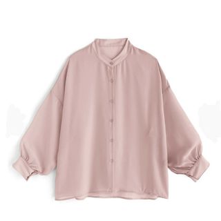 グレイル(GRL)のGRL シアーバンドカラーシャツ ピンク(シャツ/ブラウス(長袖/七分))