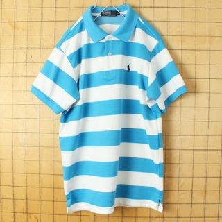 ポロラルフローレン(POLO RALPH LAUREN)のUSA Polo ポロラルフローレン半袖ボーダーポロシャツ ブルーL ss230(ポロシャツ)