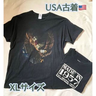 USA アメカジ古着Tシャツ　XLサイズ2枚　ブラック　メンズ、レディース(Tシャツ/カットソー(半袖/袖なし))