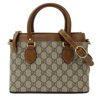 グッチ(Gucci)のグッチ GUCCI バッグ レディース ブランド GGスプリーム ハンドバッグ ショルダーバッグ 2way ベージュ ブラウン 453177 小さめ 肩がけ おしゃれ かわいい 可愛い 茶系 【中古】(ハンドバッグ)