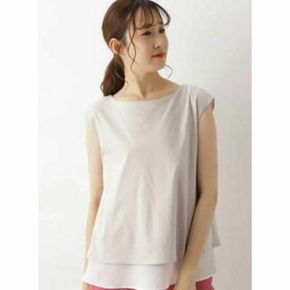 ナチュラルビューティーベーシック(NATURAL BEAUTY BASIC)のナチュラルビューティーベーシック　シフォンドッキング　グレージュ(Tシャツ(半袖/袖なし))