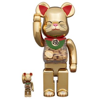 メディコムトイ(MEDICOM TOY)の招き猫 小判 開運 金メッキ 100%&400%ベアブリックセット/未開封(その他)