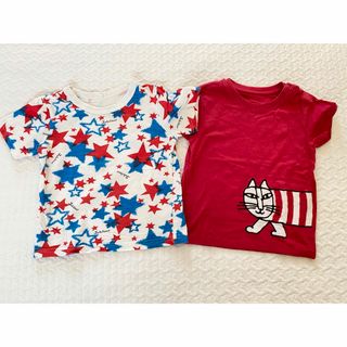 ユニクロ(UNIQLO)の【90&100】ユニクロ他半袖Tシャツ2点セット　リサ・ラーソン総柄スター(Tシャツ/カットソー)