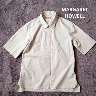 マーガレットハウエル(MARGARET HOWELL)のMARGARET HOWELL 丸襟 半袖ブラウス 日本製(シャツ/ブラウス(半袖/袖なし))