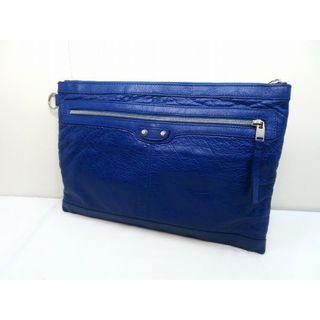 バレンシアガ(Balenciaga)のs24g-554k【中古】BALENCIAGA バレンシアガ　クラシック　クリップ　クラッチバッグ　セカンドバッグ　ブルー(セカンドバッグ/クラッチバッグ)