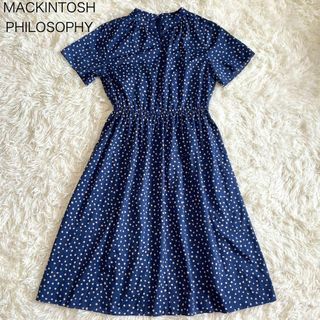 MACKINTOSH - 【マッキントッシュフィソロフィー】ワンピース ネイビー ドット 38 洗える