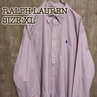 ラルフローレン(Ralph Lauren)のRalph Lauren ラルフローレン　BDシャツ　ピンクチェック　M刺繍ロゴ(Tシャツ/カットソー(七分/長袖))