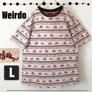 Weirdo★クラシックカー&チェッカーフラッグ★ジャガード織★ポケットTシャツ(Tシャツ/カットソー(半袖/袖なし))