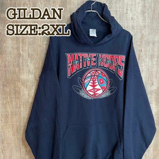 GILDAN ギルダン　パーカー　フーディ　ネイビー　ビッグサイズ　2XL(パーカー)