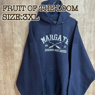 フルーツオブザルーム(FRUIT OF THE LOOM)のFRUIT OF THE LOOM パーカー　フーディ　カレッジロゴ　3XL(パーカー)