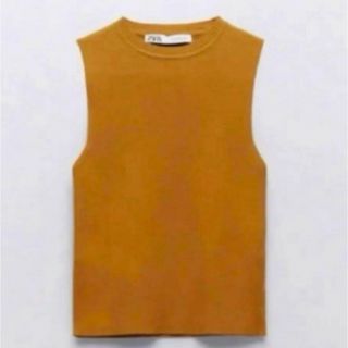 ザラ(ZARA)の新品　ZARA  ノースリーブリブニット　オレンジ(ニット/セーター)