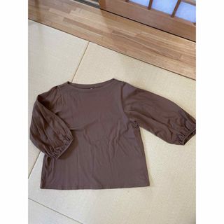 ユニクロ　七分袖カットソー　ゆったり　茶色　M size  ①-4