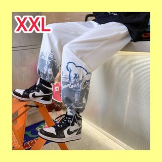 カジュアル パンツ 白 XXL メンズ ゆったり スウェット オーバーサイズ(その他)