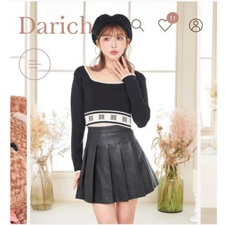 ダーリッチ(Darich)のDDモノグラムスクエアネックトップス　BLK(ニット/セーター)