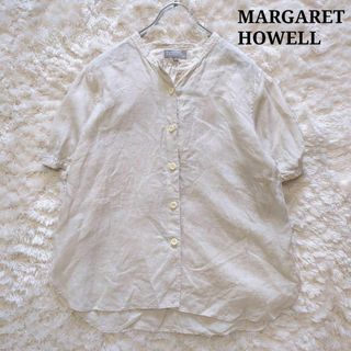 マーガレットハウエル(MARGARET HOWELL)の美品⭐︎マーガレットハウエル　リネンシャツ　麻100%　半袖　生成り　1(シャツ/ブラウス(半袖/袖なし))